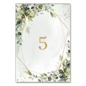 Sage gold eucalyptus geometric wedding table sign kaart (Voorkant)