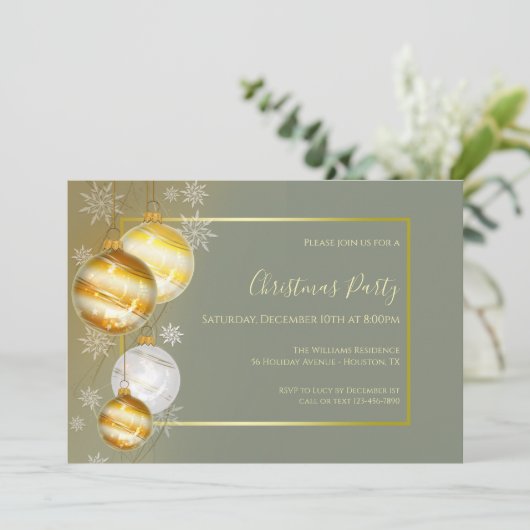 Sage & Gold Feestelijk Kerstfeest Kaart (Staand voorkant)