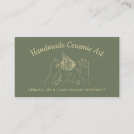 Sage Gold Handmade Hobby Ceramic Fish Mosaic Visitekaartje