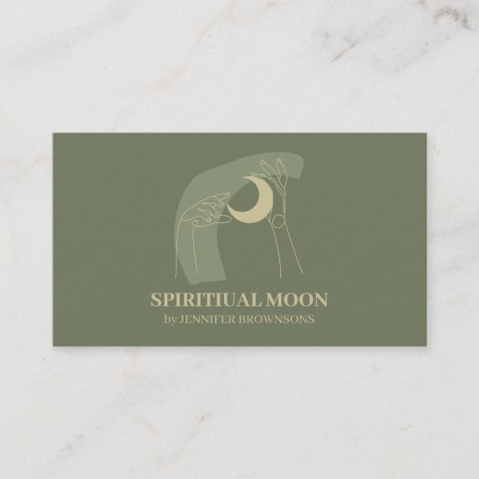 Sage Gold Hands Moon Energy Healing Reiki Visitekaartje (Voorkant)