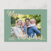 Sage Gold Kerstfoto Custom Briefkaart (Voorkant)