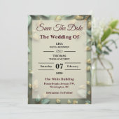 Sage Gold Luxe Greenery Wedding Save The Date (Staand voorkant)