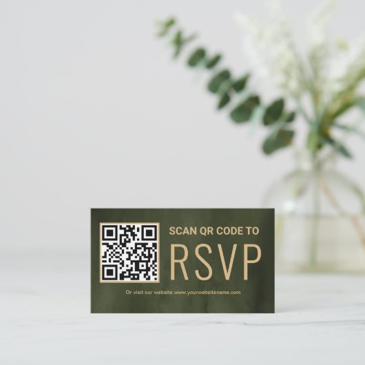 Sage Gold Online QR-code RSVP Weduwwebsite Informatiekaartje (Staand voorkant)