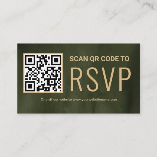 Sage Gold Online QR-code RSVP Weduwwebsite Informatiekaartje (Voorkant)