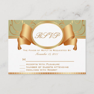 Sage & Gold Ribbon Weddenschap RSVP-reactiekaarten RSVP Kaartje