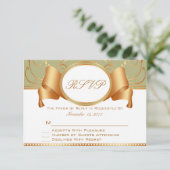 Sage & Gold Ribbon Weddenschap RSVP-reactiekaarten RSVP Kaartje (Staand voorkant)