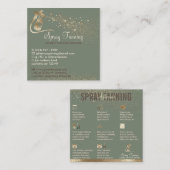 Sage gold Spuitbus Tan Aftercare Instructies Tips Vierkante Visitekaartje (Voorkant / Achterkant)