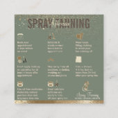 Sage gold Spuitbus Tan Aftercare Instructies Tips Vierkante Visitekaartje (Achterkant)