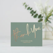 Sage Gold Thank You Elegant Universal Briefkaart (Staand voorkant)