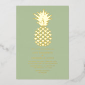 Sage & Gold Tropical Pineapple Wedding Folie Uitnodiging (Voorkant)