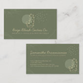 Sage Gold Wedding Calligraphy Flower Cacti Visitekaartje (Voorkant / Achterkant)