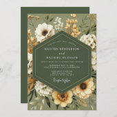 Sage Golden Autumn Wedding Kaart (Voorkant / Achterkant)