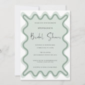 Sage golvende grens bruids douche uitnodiging (Voorkant)