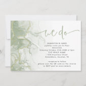 Sage Goud Agate Script Wij Doen QR Code Trouwen Kaart (Voorkant)