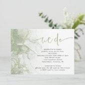 Sage Goud Agate Script Wij Doen QR Code Trouwen Kaart (Staand voorkant)