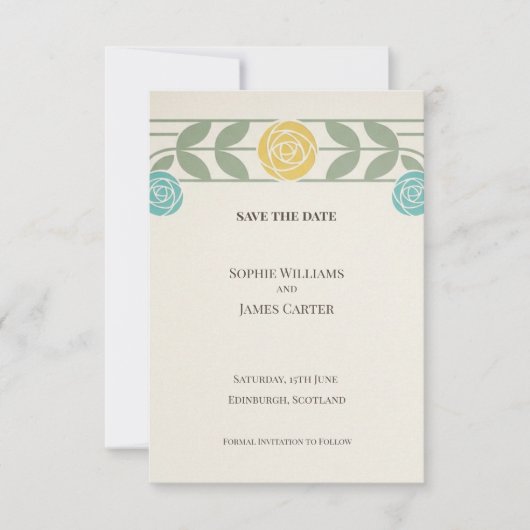 Sage Goud Art Deco Save The Date (Voorkant)