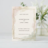 Sage Goud Diamant Save the Date Kaart (Staand voorkant)