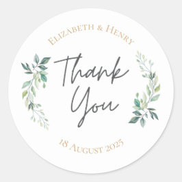 Sage goud eucalyptus geometrische groen wedding ronde sticker