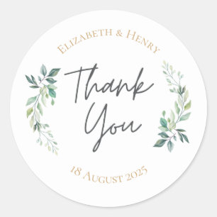 Sage goud eucalyptus geometrische groen wedding ronde sticker