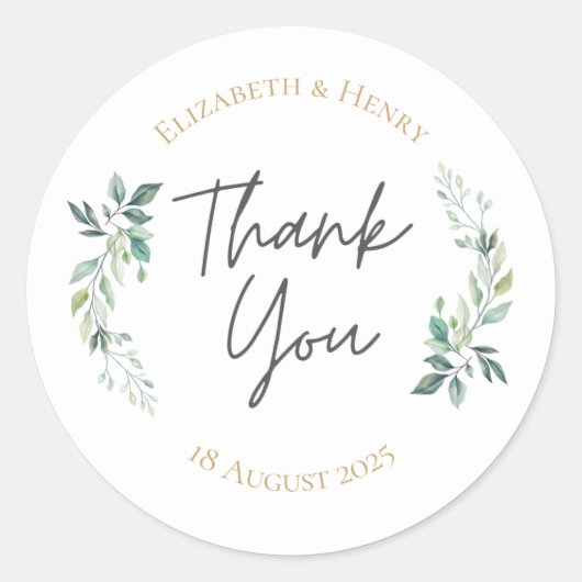 Sage goud eucalyptus geometrische groen wedding ronde sticker (Voorkant)