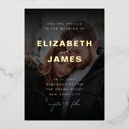 Sage & Goud Moderne Minimalistische Rustieke Bruil Folie Uitnodiging (Voorkant)