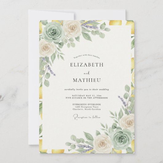 Sage Goud Succulent Eucalyptus Bruiloft Kaart (Voorkant)