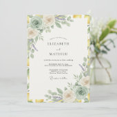 Sage Goud Succulent Eucalyptus Bruiloft Kaart (Staand voorkant)