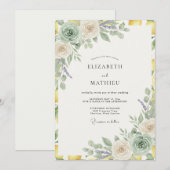 Sage Goud Succulent Eucalyptus Bruiloft Kaart (Voorkant / Achterkant)