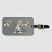 Sage Gr. Bagagelabel met botanische bladeren (Voorkant (horizontaal))