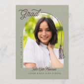 Sage Grad Announcement and Invitation with Photo Kaart (Voorkant)