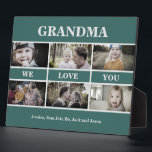 Sage Grandma We houden van You Photo Collage Fotoplaat<br><div class="desc">Oma We houden van je Foto Collage. 6 foto's. Aanpassen. Sage Achtergrond.</div>