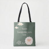 Sage grappige, houdbare schapenbreinaald tote bag (Voorkant)