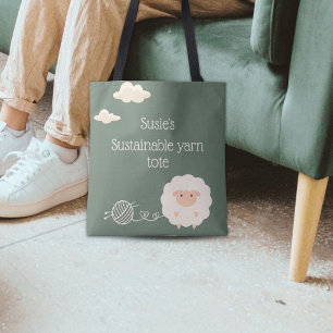 Sage grappige, houdbare schapenbreinaald tote bag