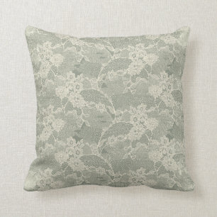 Sage Gray Floral Lace Pattern Decoratief Kussen
