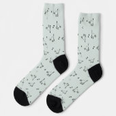 Sage Gray Green Cat Line Art Pattern Socks Sokken (Links)