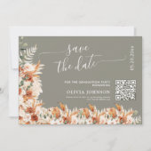 Sage Gray Terracotta Afstudeerdatum QR Save The Date (Voorkant)