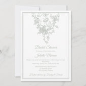 Sage Gray Toile de Jouy Bridal Shower Invitation Kaart (Voorkant)
