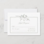 Sage Gray Toile de Jouy Cherub Wedding RSVP Card (Voorkant)