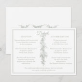 Sage Gray Toile de Jouy Wedding Details Enclosure  Informatiekaartje (Voorkant / Achterkant)