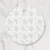 Sage Gree Toile Floral Vrijgezellenfeest Bedankjes Labels (Achterkant)