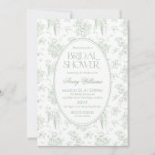 Sage Gree Toile Floral  Vrijgezellenfeest Kaart (Voorkant)