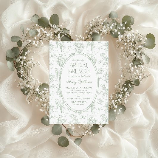 Sage Gree Toile Floral  Vrijgezellenfeest Kaart