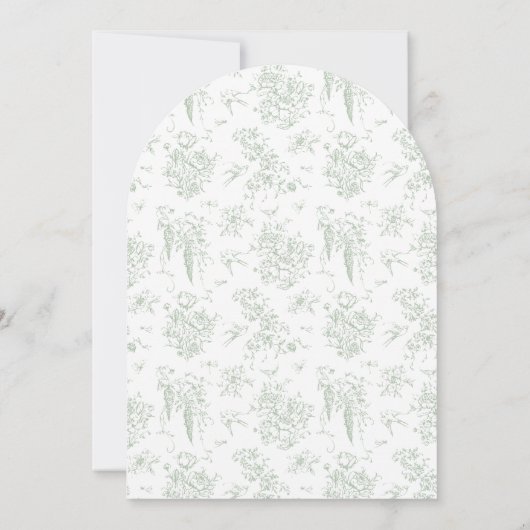 Sage Gree Toile Floral  Vrijgezellenfeest Kaart (Achterkant)