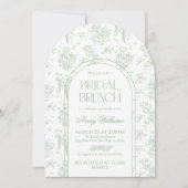 Sage Gree Toile Floral  Vrijgezellenfeest Kaart (Voorkant)