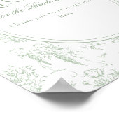 Sage Gree Toile Floral  Vrijgezellenfeest Poster (Hoek)