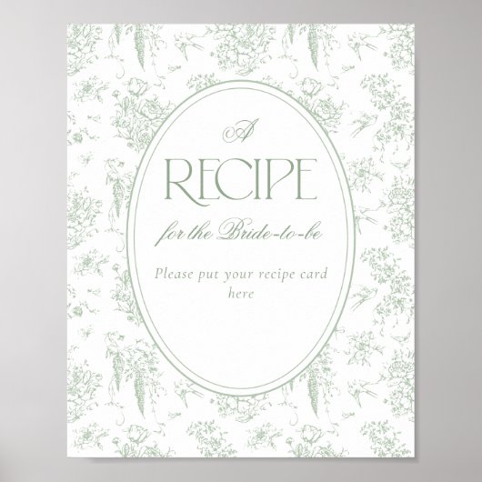 Sage Gree Toile Floral  Vrijgezellenfeest Poster (Voorkant)