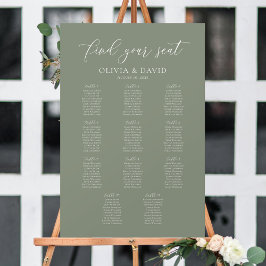 Sage Green 11 Tafels Vind uw Zitplaatskaart Poster