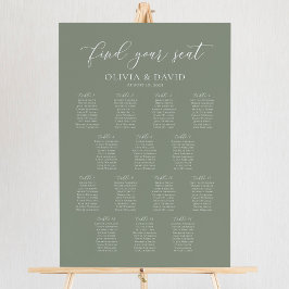 Sage Green 14 Tafels Vind uw stoel kaart Poster