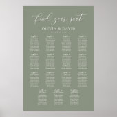 Sage Green 15 tafels Vind uw stoel kaart Poster (Voorkant)