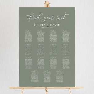 Sage Green 15 tafels Vind uw stoel kaart Poster